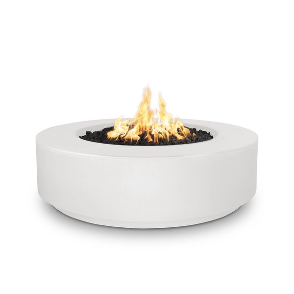 The Outdoor Plus 42 Round Florence Fire Pit - GFRC Concrete - White - Match Lit - Natural Gas OPT-FL42-LIM-NG